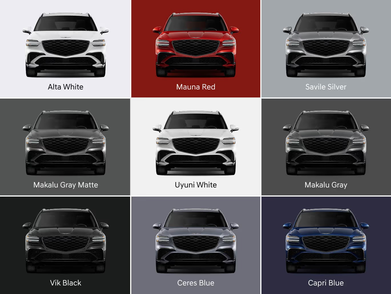 Genesis GV70 Colors