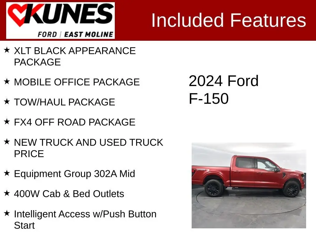 Used 2024 Ford F-150 XLT with VIN 1FTFW3L85RFA03479 for sale in East Moline, IL
