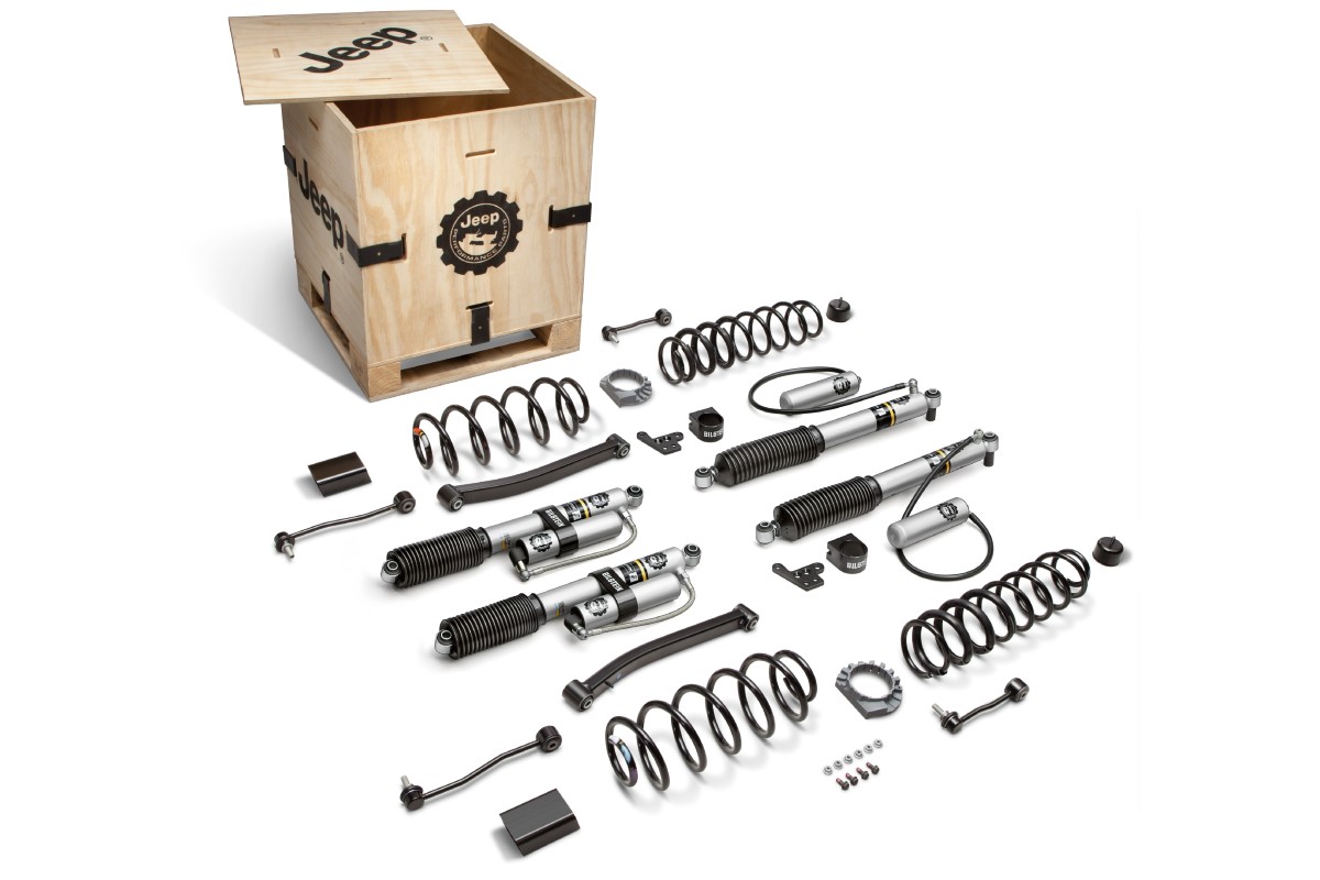 Jeep Performance Parts 2-inch Lift Kit featuring Bilstein Monotube Shocks with Remote Reservoirs
