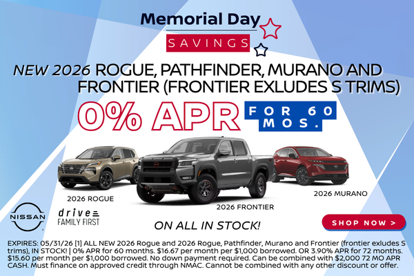 2026 Nissan 0% APR for 60 mos. offer