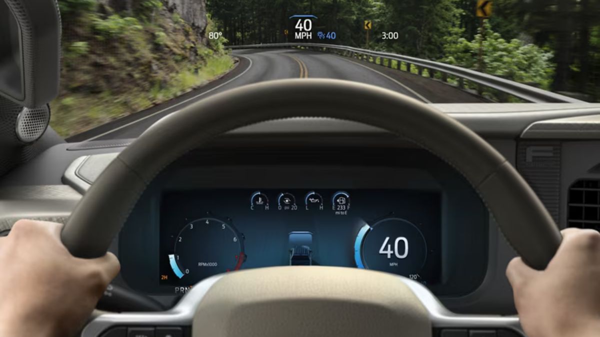 Person Driving 2025 Ford F-150 with Head-Up Display