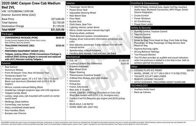 Used 2020 GMC Canyon Base with VIN 1GTG5BEN6L1249188 for sale in Madisonville, KY