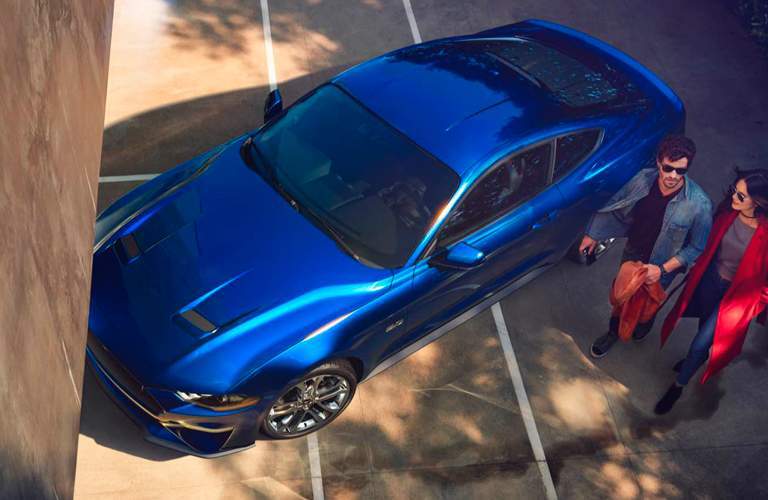 birds eye view of a 2018 Ford Mustang