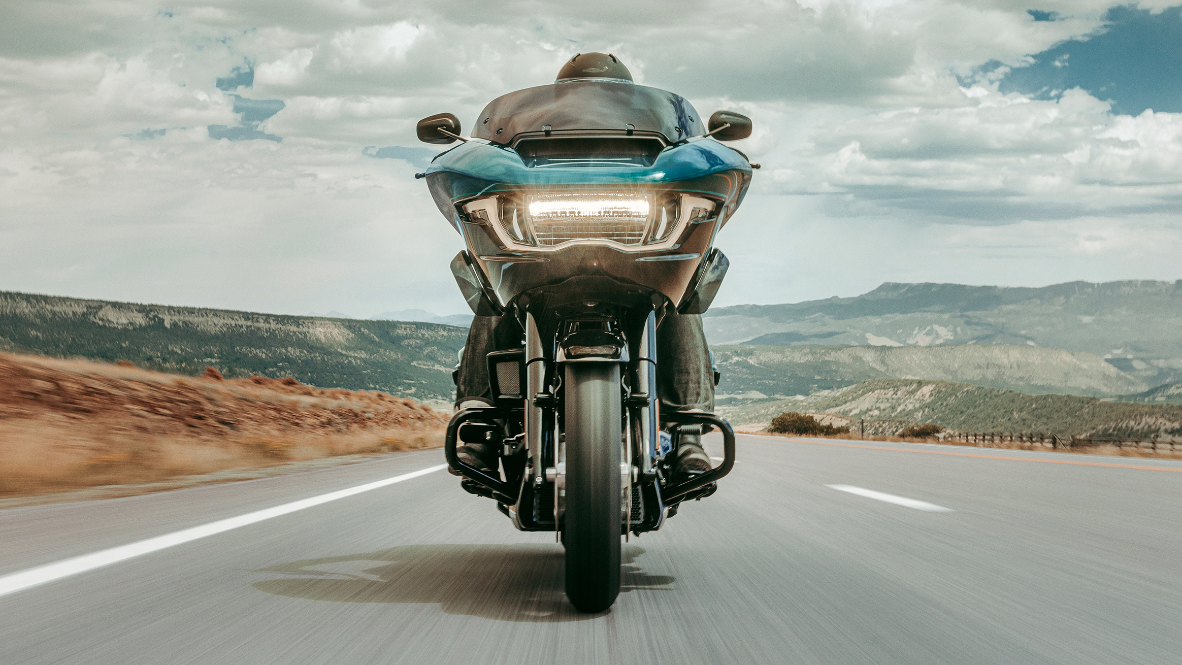 2026 Harley-Davidson® Road Glide® front view on the road