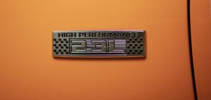 high performance badge on a 2021 Ford Mustang