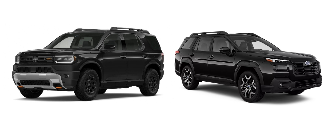 Black 2026 Honda Passport TrailSport Elite Blackout vs black 2026 Subaru Outback XT