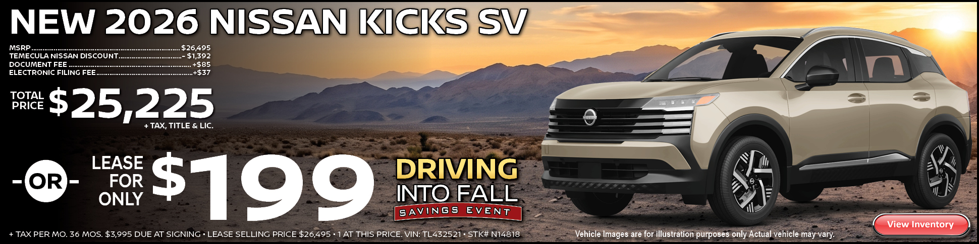New 2026 Nissan Kicks SV