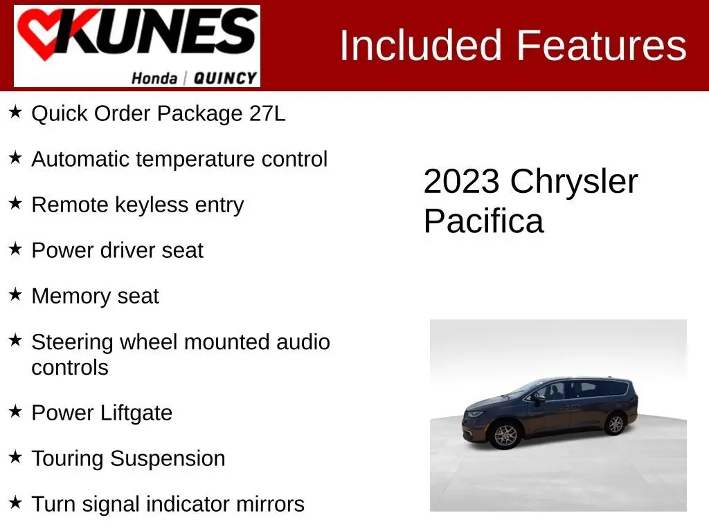 Used 2023 Chrysler Pacifica Touring L with VIN 2C4RC1BG8PR521319 for sale in Quincy, IL