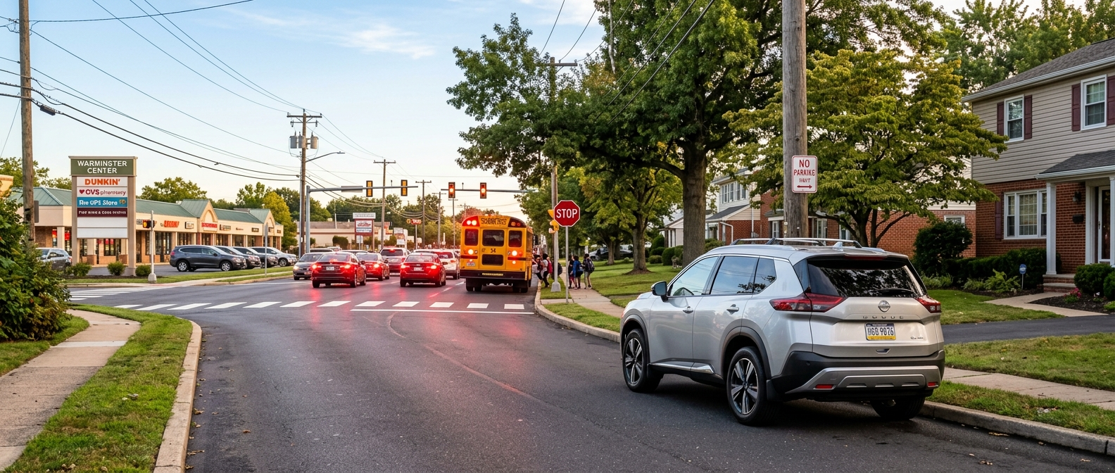 2026 Nissan Rogue on Bristol Road Warminster PA during morning school traffic
