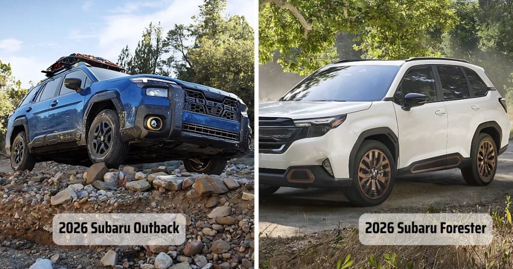 The 2026 Subaru Outback has extra ground clearance compared to the 2026 Forester