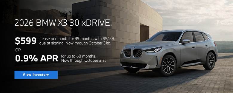 2026 X3 lease starting at $599 per month for 39 months