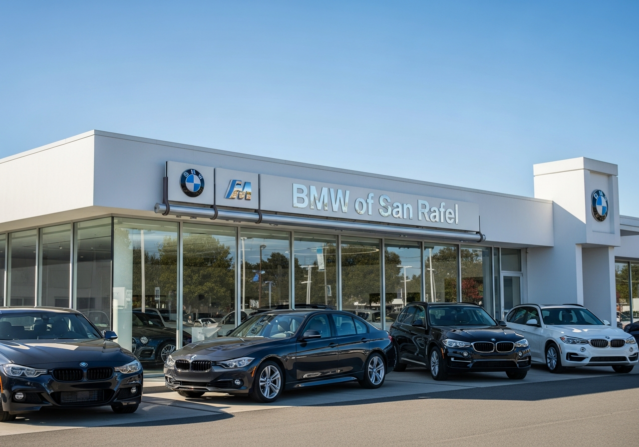 Exterior view of a BMW Center welcoming guests.