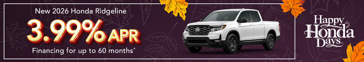 Enjoy 0.99% APR financing on a new 2025 Honda Ridgeline in Kingsport, TN