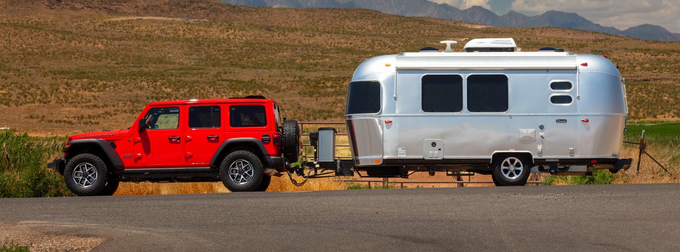 2025 Jeep Wrangler Exterior Driver Side Profile while Towing