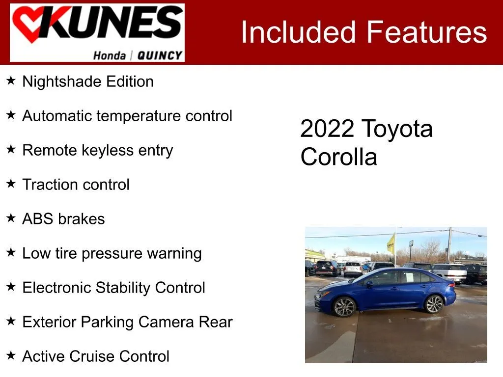 Used 2022 Toyota Corolla SE with VIN 5YFS4MCE1NP109608 for sale in Quincy, IL