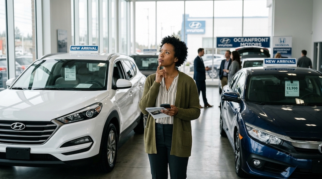 Customer car shopping at a dealership