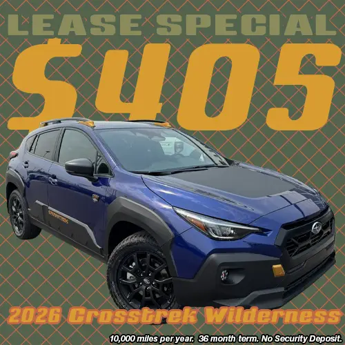 Lease this 2026 Subaru Crosstrek Wilderness at Twin Falls Subaru this September.
