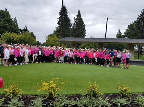 Golfers in pink gathered for the Pink Ball Tournament