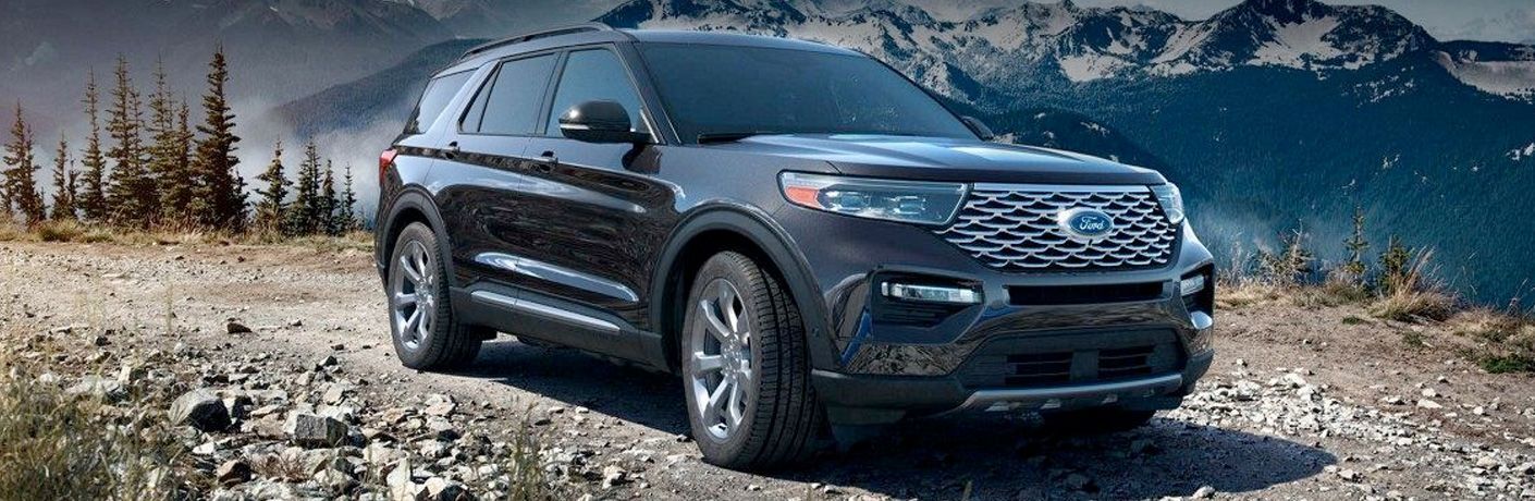 front view of a black 2021 Ford Explorer ST