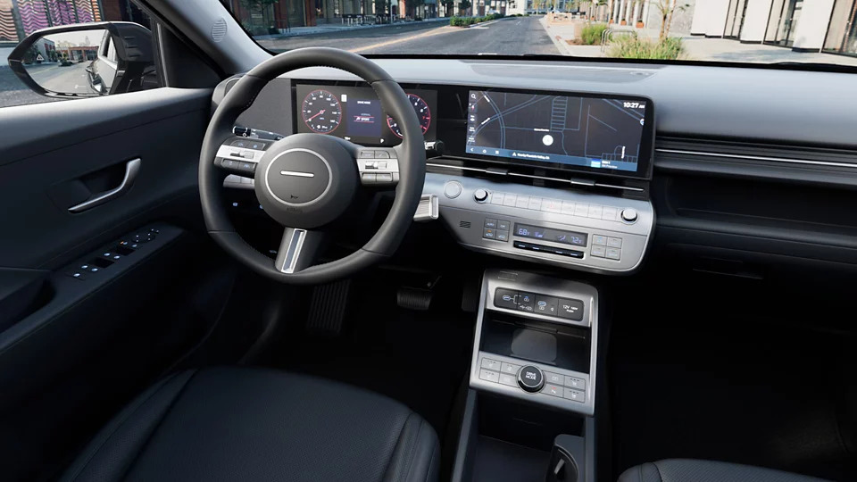 The front display screen in the Hyundai Kona.