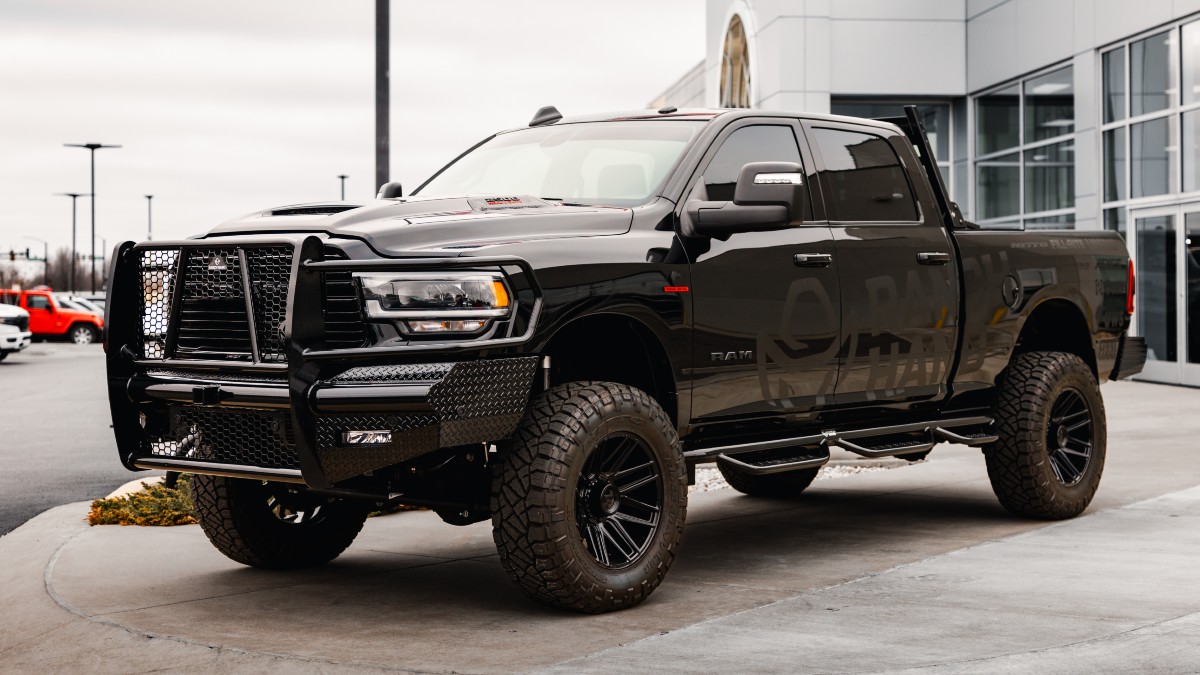 Custom 2023 RAM Ranch Hand Exterior Driver Side Front Profile with Grille Guard