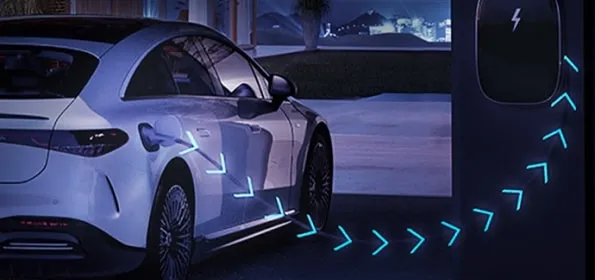 Vehicle plugged into a home charging station