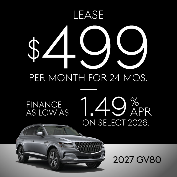 2026 GV80: Lease $499/mo for 24 Months