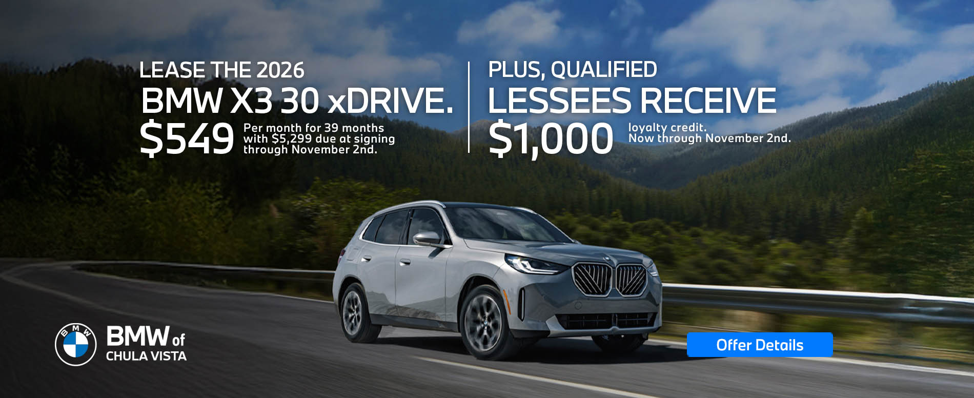 Lease the 2026 BMW X3 30 xDrive