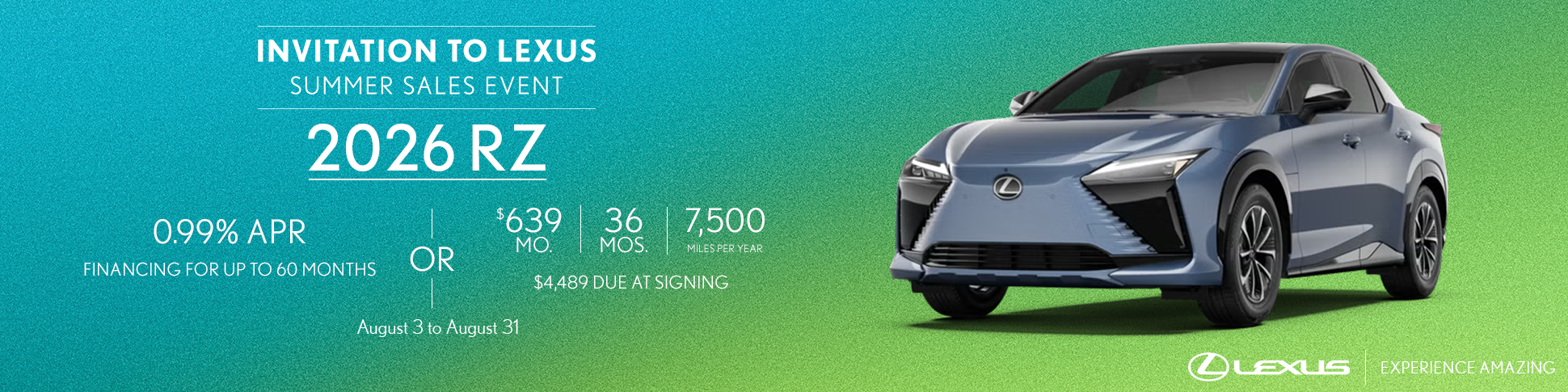 Lexus RZ Offer