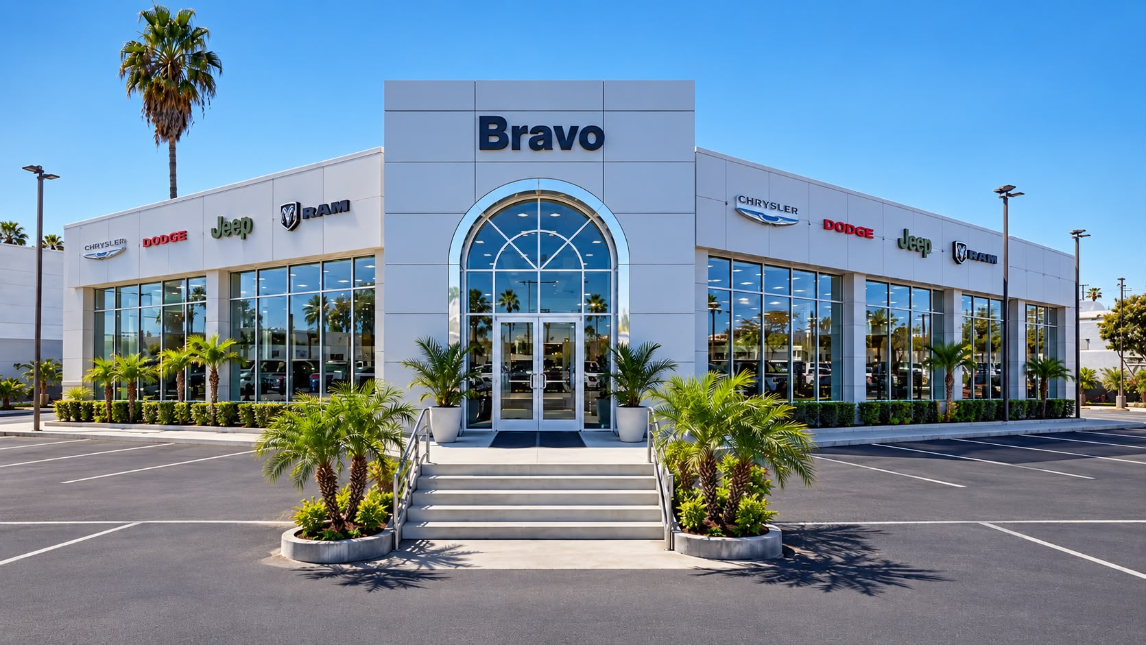 Jeep, Ram and Dodge vehicles on the lot at Bravo CDJR of Alhambra
