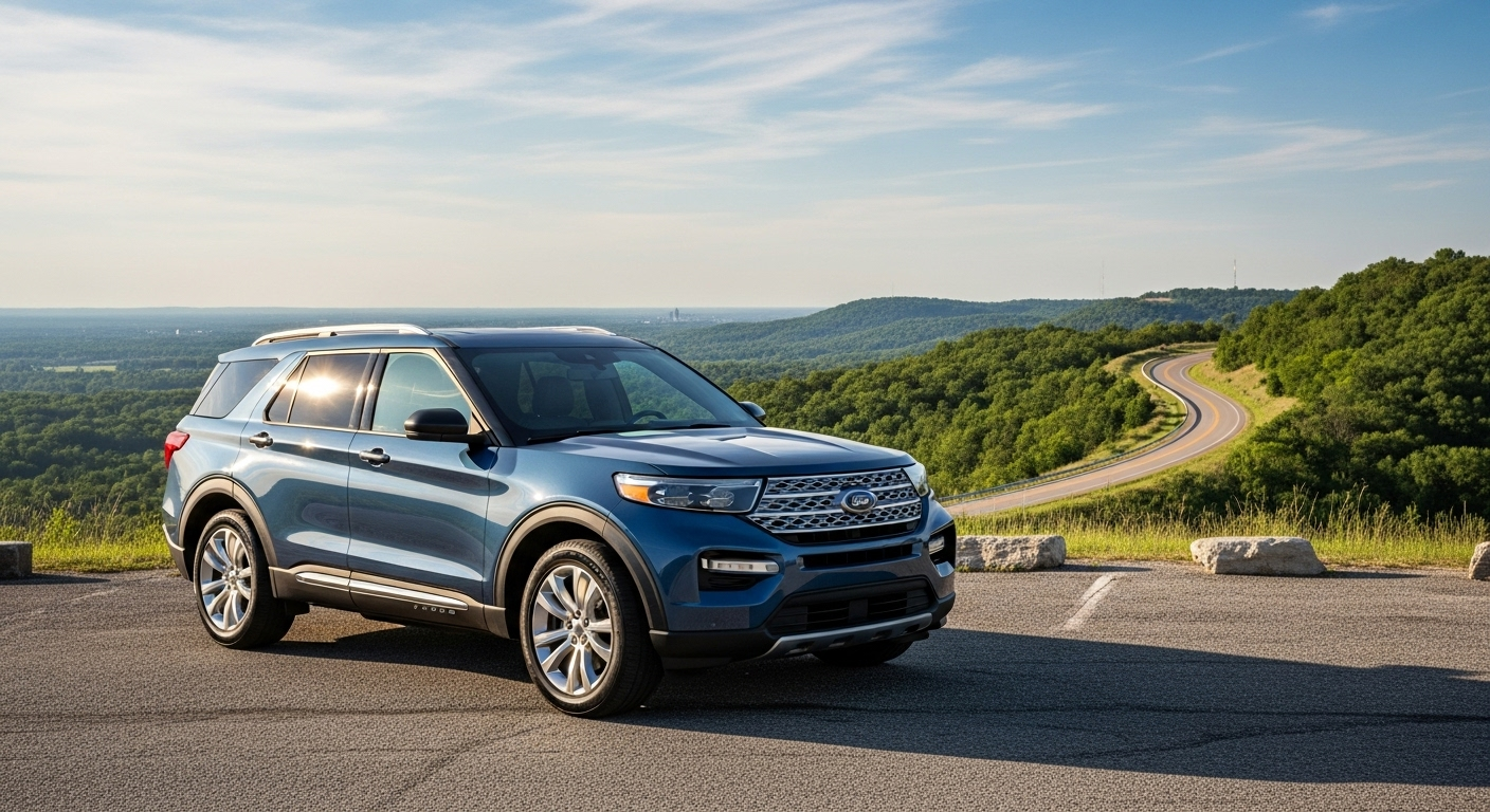 The Ford Explorer is a versatile SUV available at Kunes Auto Group of Mt. Carroll, offering robust performance, spacious interiors, and advanced technology, making it ideal for families and adventurers in Mount Carroll, IL.