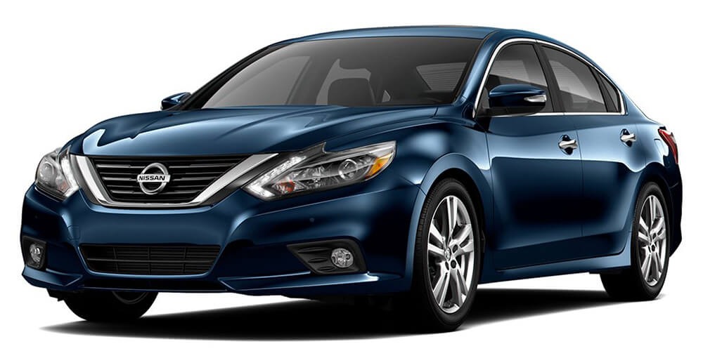 2017 Nissan Altima sedan in Storm Blue, front three-quarter view