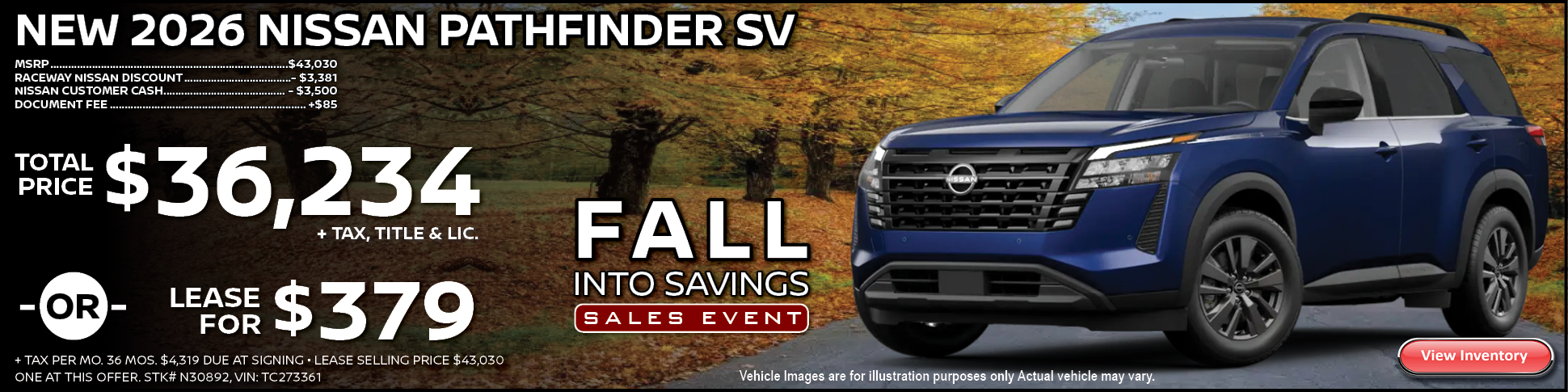New 2026 Nissan Pathfinder Lease Offer