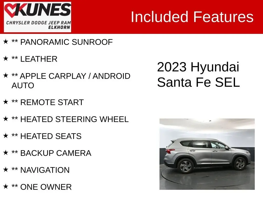 Used 2023 Hyundai Santa Fe SEL with VIN 5NMS34AJXPH522756 for sale in Elkhorn, WI