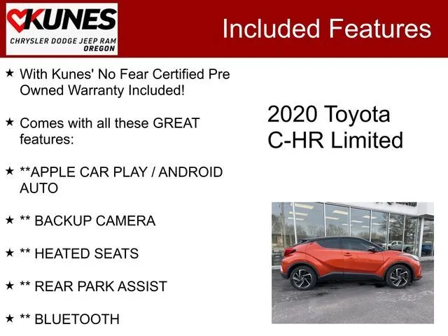 Used 2020 Toyota C-HR Limited with VIN NMTKHMBX6LR104849 for sale in Oregon, IL