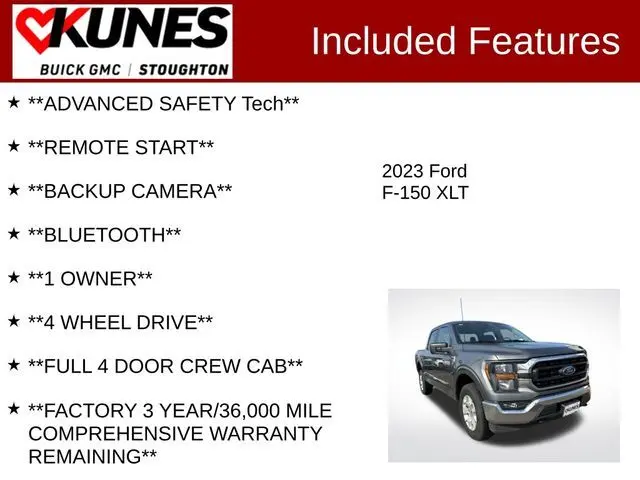 Used 2023 Ford F-150 XLT with VIN 1FTFW1E8XPKD59156 for sale in Stoughton, WI