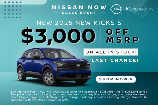 2026 Kicks S $3000 off MSRP Offer 