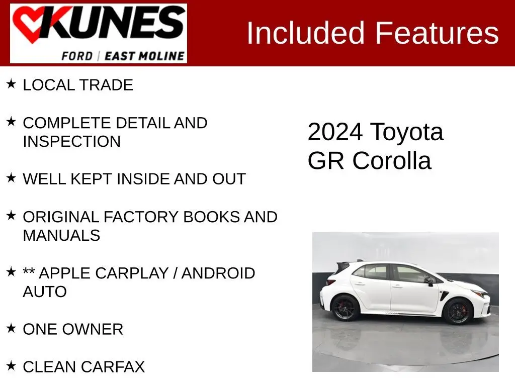 Used 2024 Toyota GR Corolla Circuit Edition with VIN JTNABAAE6RA012655 for sale in East Moline, IL