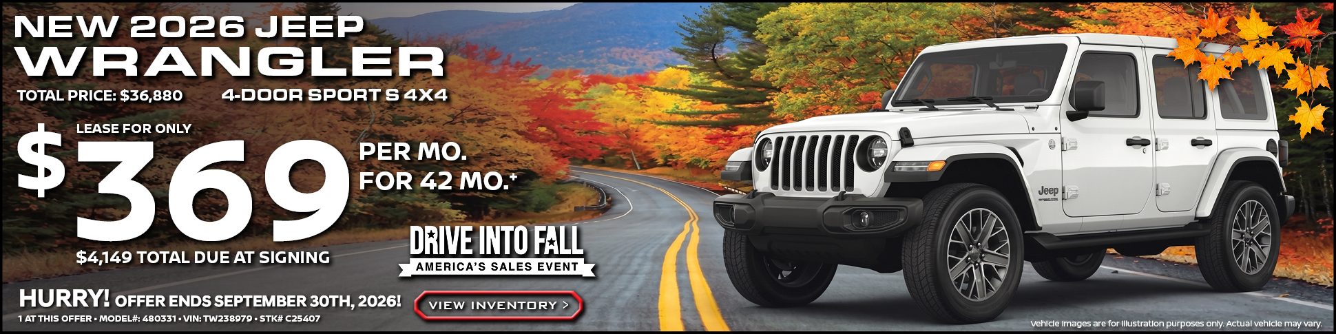 NEW 2026 JEEP WRANGLER 4-DOOR SPORT S 4X4