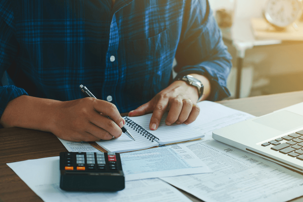 Man budgeting for financing