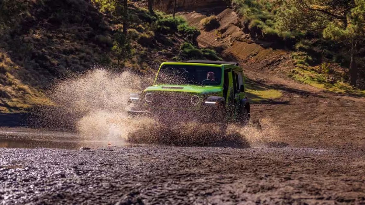 2026 Jeep Wrangler Exterior Driver Side Front Angle while Water Fording