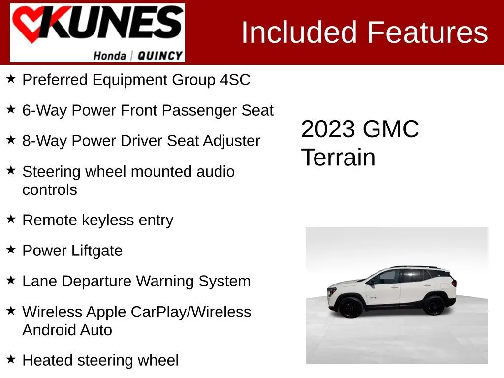 Used 2023 GMC Terrain AT4 with VIN 3GKALYEG5PL258256 for sale in Quincy, IL