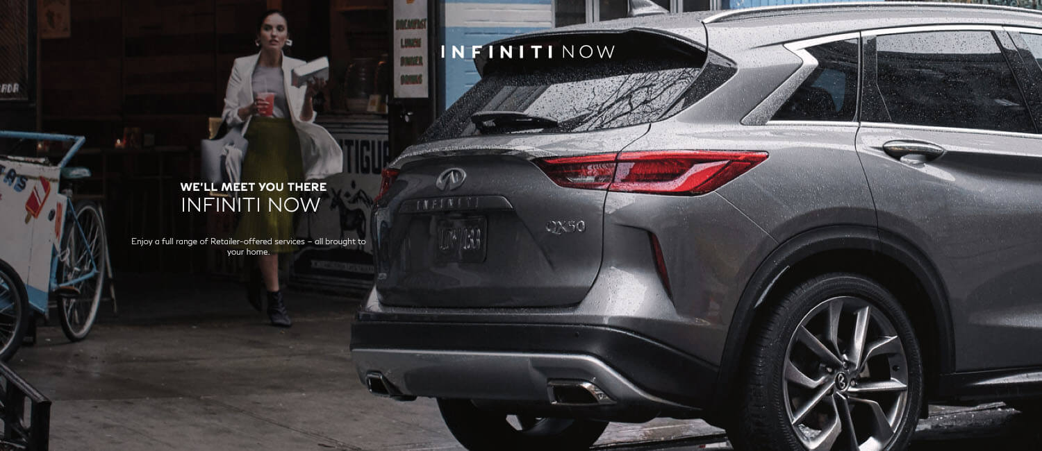 Explore the enhanced INFINITI Retailer Experience with INFINITI Now, offering service, test drives, and vehicle delivery to your home. Experience luxury and convenience tailored to your lifestyle.