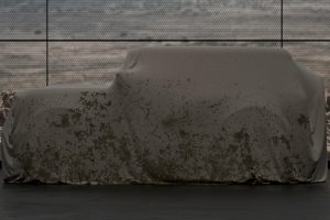 side view of a covered 2020 Ford Bronco