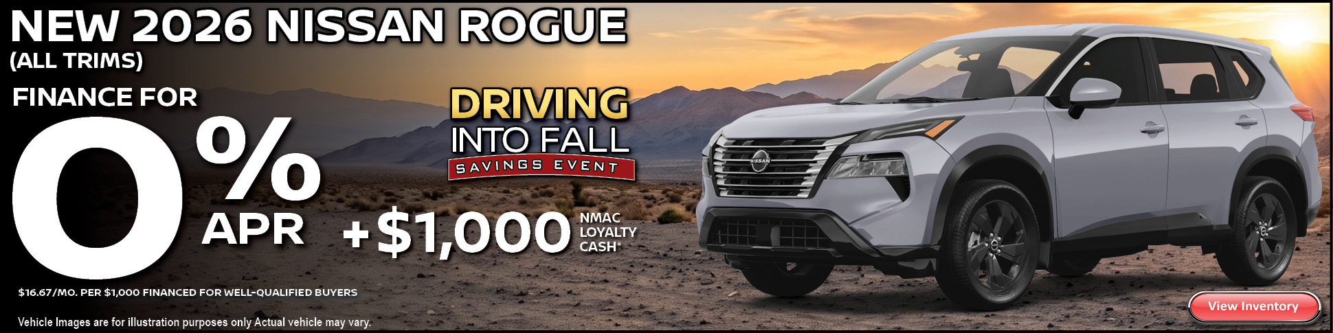Nissan Rogue - 0% APR for 60 Months