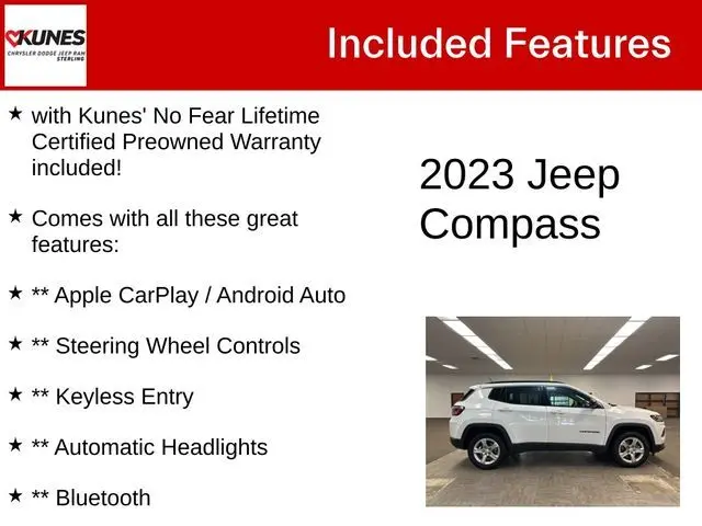 Used 2023 Jeep Compass Latitude with VIN 3C4NJDBN2PT561817 for sale in Sterling, IL