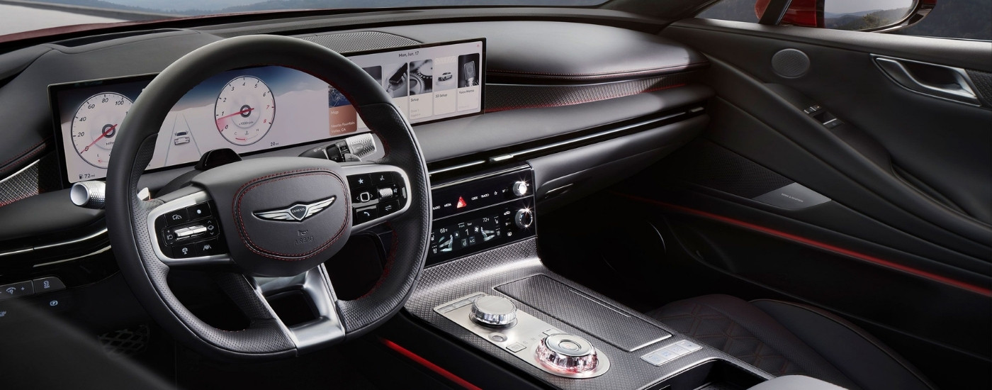 Black interior and dash in a 2025 Genesis G80
