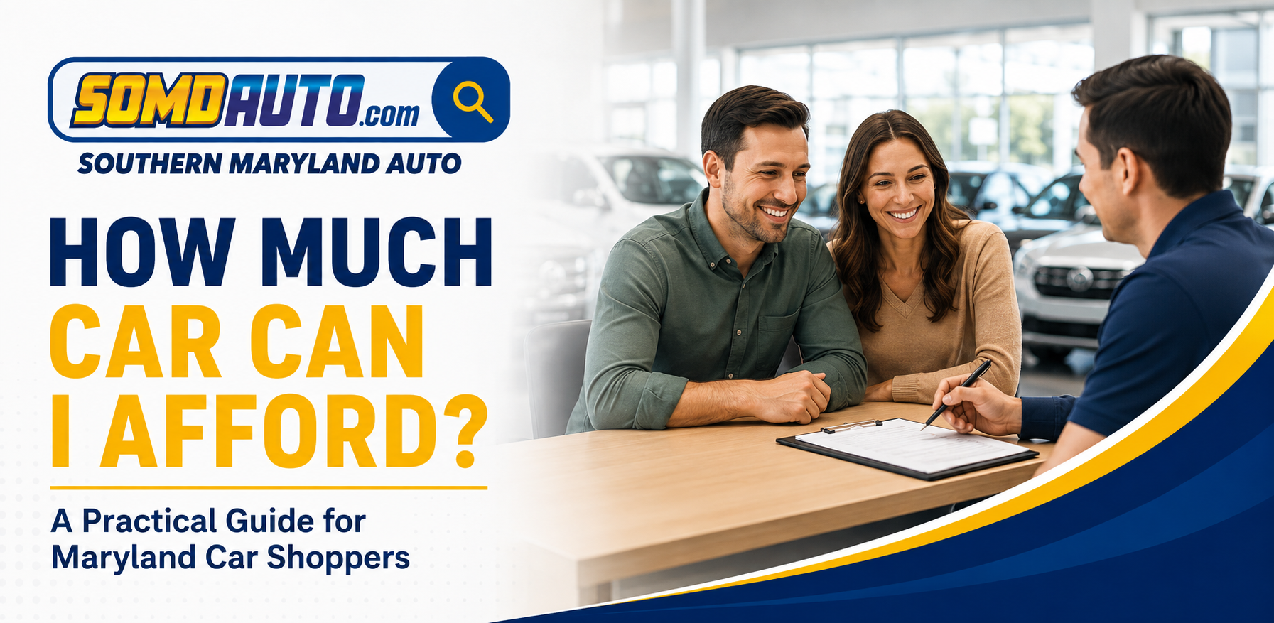 Couple doing paperwork to buy a car