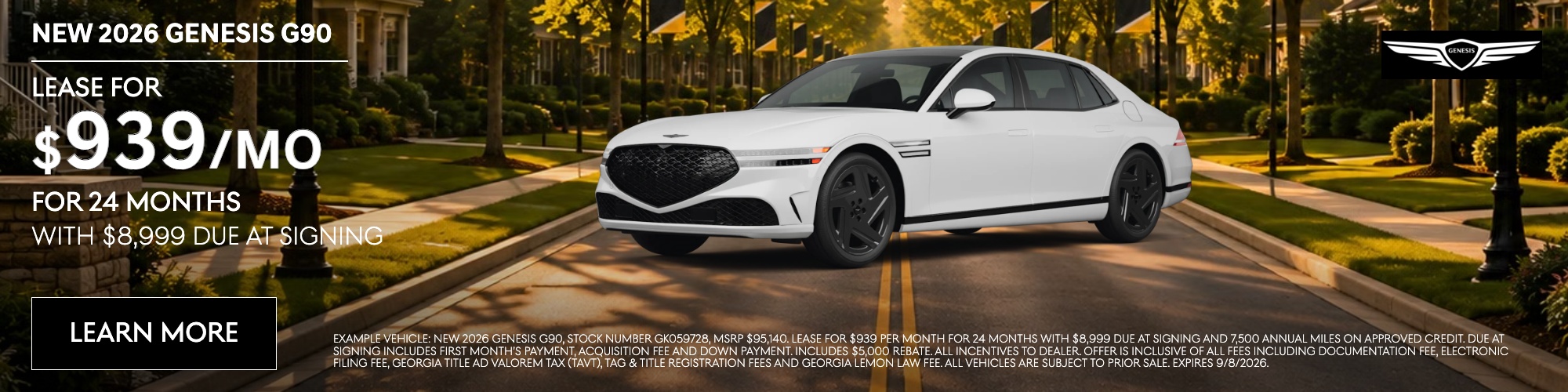 New 2026 Genesis G90 Lease