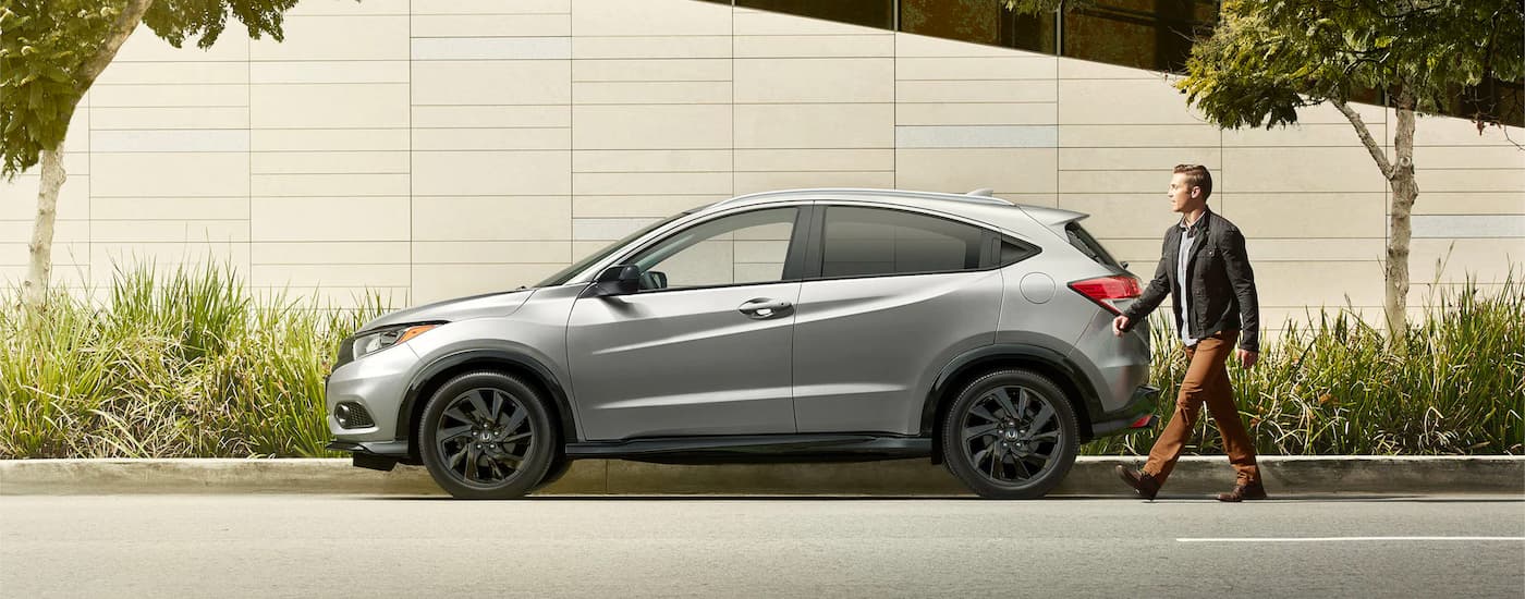 Silver 2022 Honda HR-V Sport parked on a street
